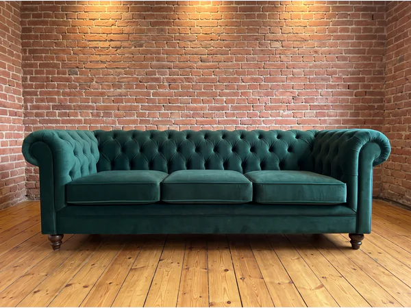 Sillón 3 Cuerpos Chesterfield Paraná en vista frontal, fabricado en Rosario